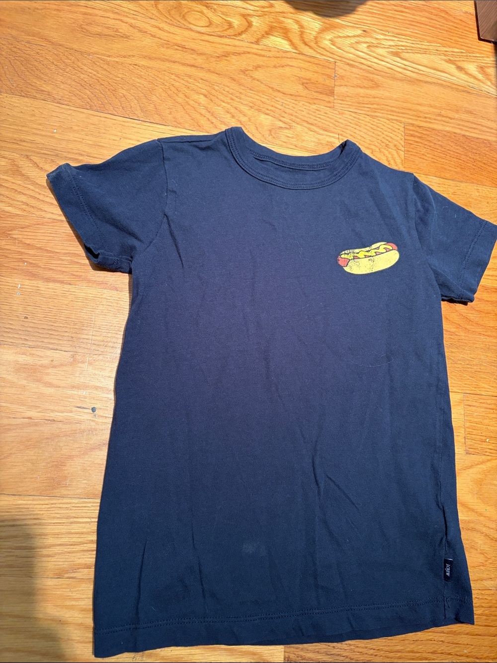 Crewcuts Navy Short Sleeve Tee with Yellow & Red Hot Dog Patch